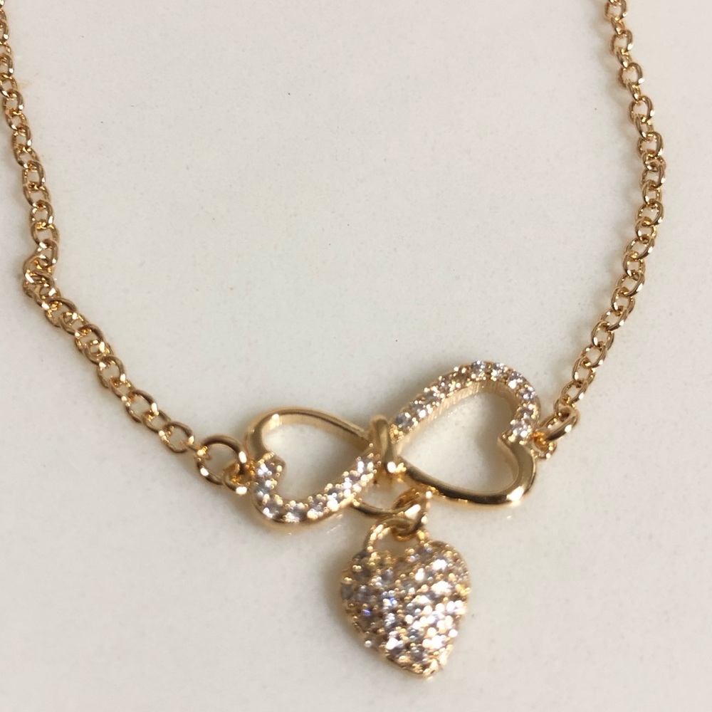 18k Gold Filled CZ Infinity Heart Bracelet - Picture 2 of 3